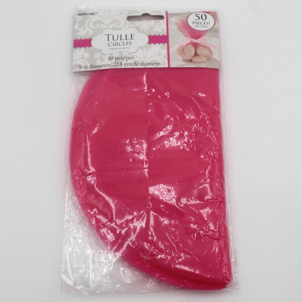 Dark Pink Tulle Circles 9" Wedding Baby Bridal Shower Favor 50 Pieces Amscan
